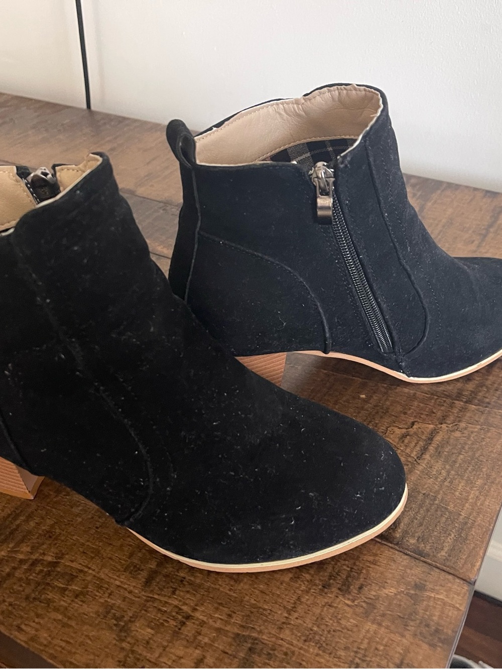 SHEIN Black Suede Ankle Booties with Side Zip